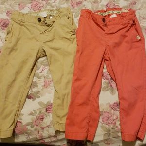 One khaki pants and one pink pants(boys)